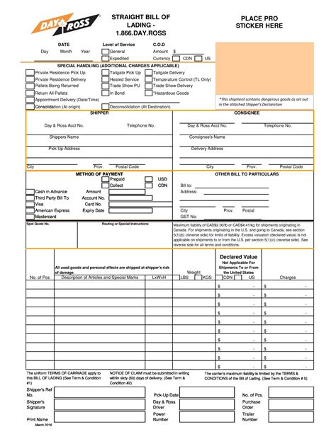 40 Free Bill Of Lading Forms Templates Templatelab 40 Free Bill Of Lading Forms Templates Templatelab