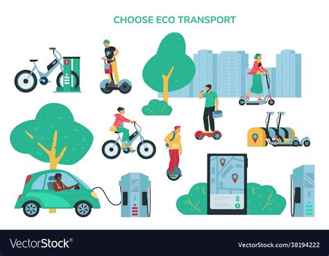 Eco Environmentally Friendly Transport Flat Vector Image