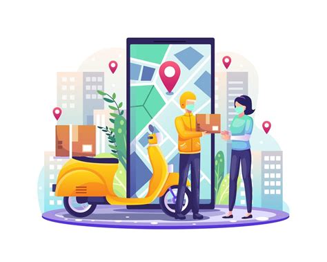 Illustration Online Courier Application Delivery Service Stock Vector Illustration Online Courier Application Delivery Service Stock Vector