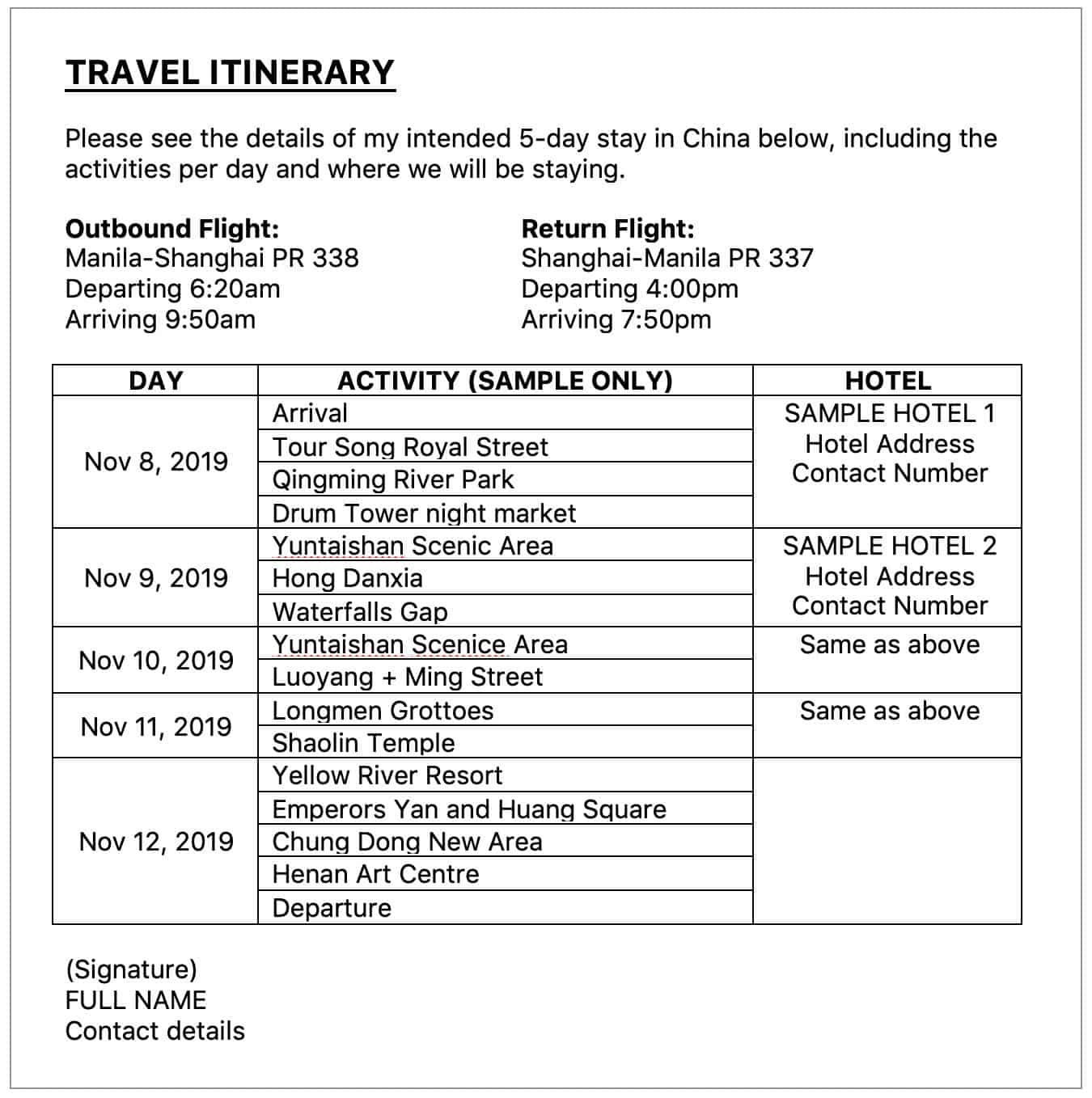Make Itinerary