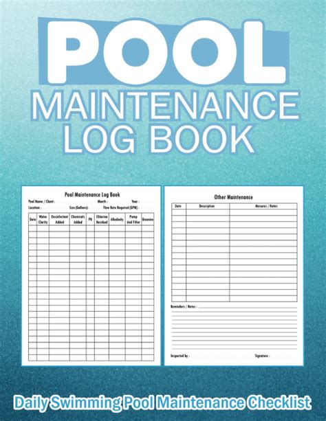 Pool Maintenance Log Book Swimming Pool Maintenance And Cleaning Pool Maintenance Log Book Swimming Pool Maintenance And Cleaning