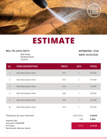 Pressure Washing Estimate Template Free Download Create Pressure Washing Estimate Template Free Download Create