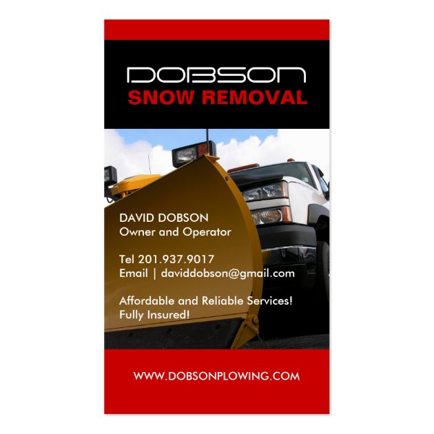Snow Plowing Business Card Snow Plowing Business Card